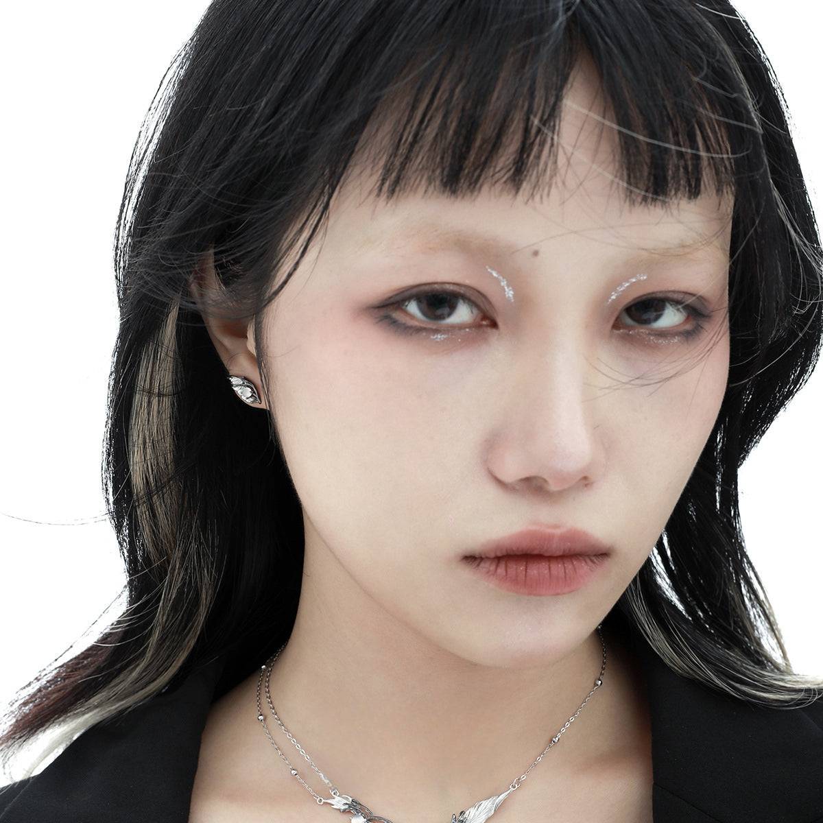 S925 Silber Schwarz Engelsflügel Ohrstecker