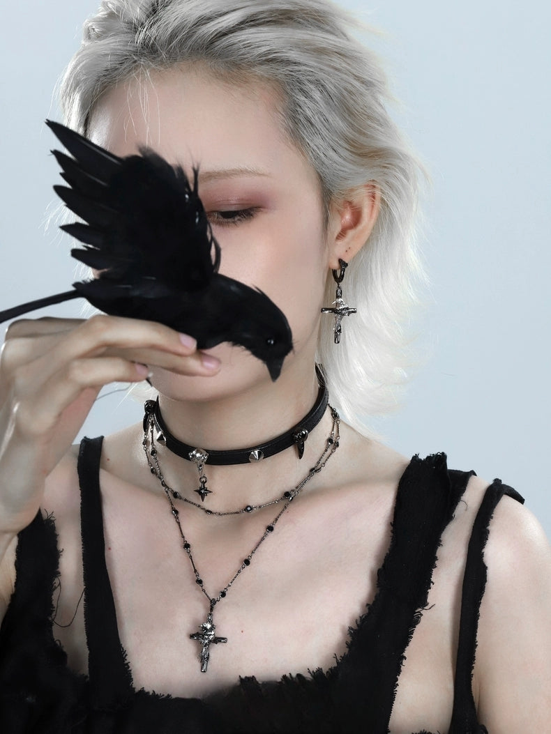 Y2K Mystische Rabenkreuz Creolen