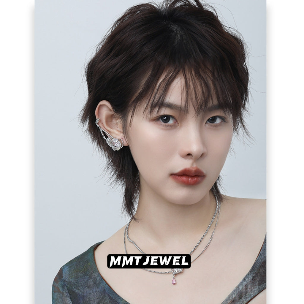 Süße Y2K Mädchen Lila Herz Ohr Manschette