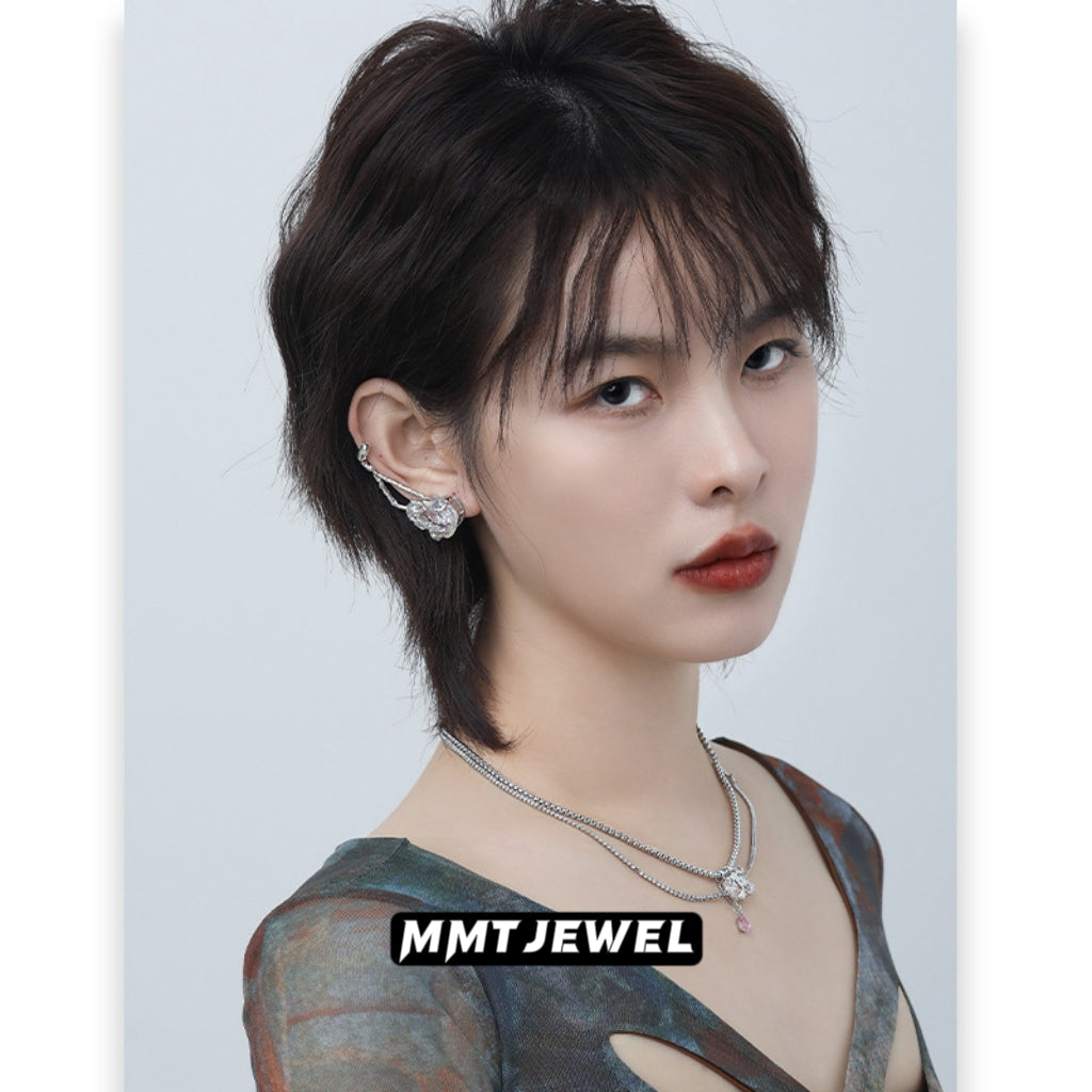 Süße Y2K Mädchen Lila Herz Ohr Manschette