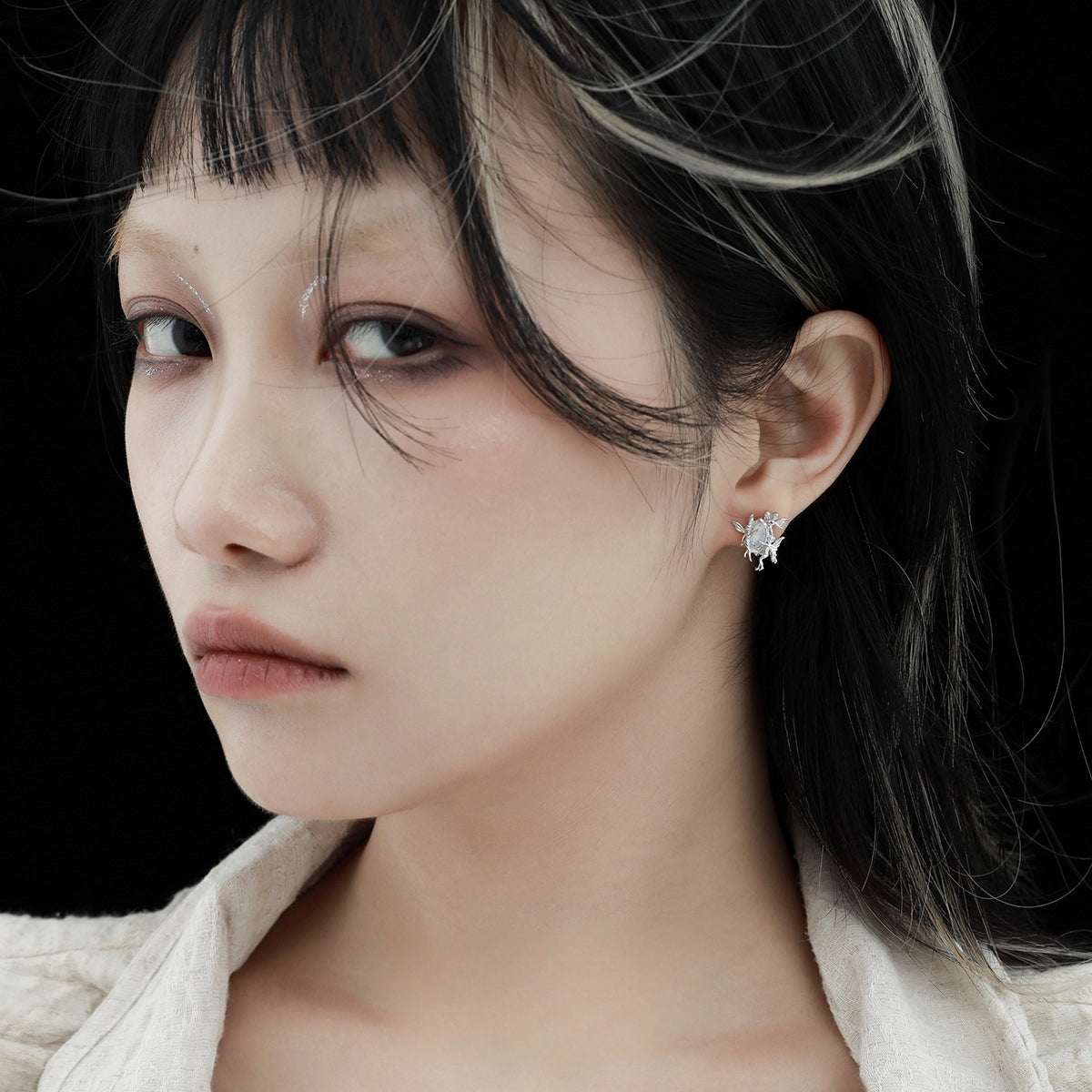 Schicke süße S925 Silber Opal Ohrringe