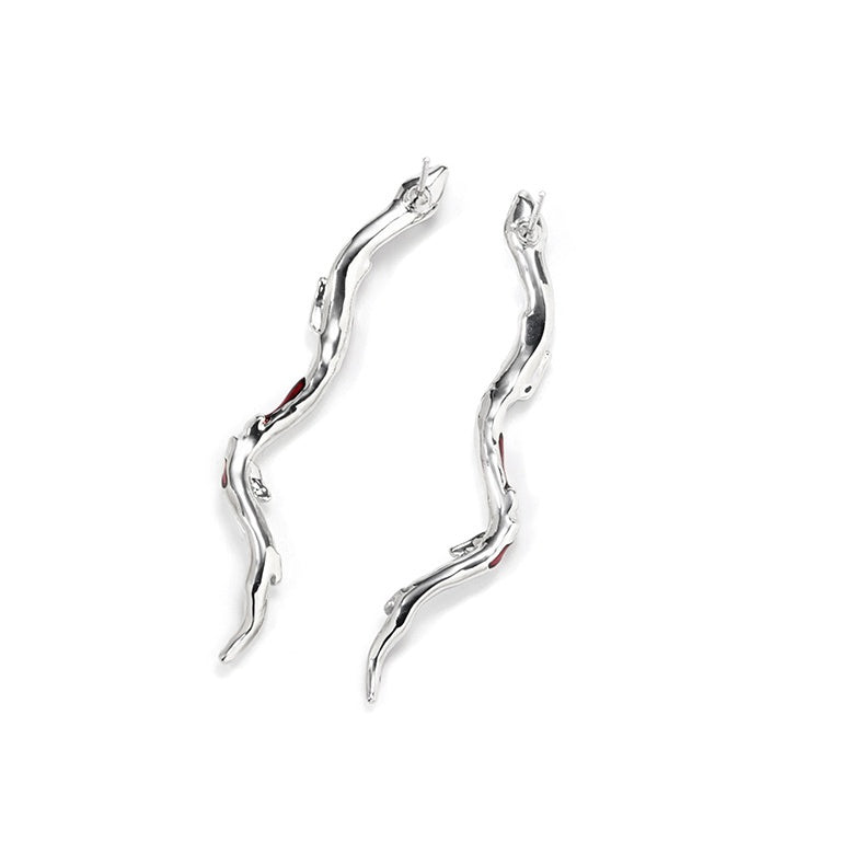 Designer-Ohrstecker mit roten Schlangen-Strasssteinen