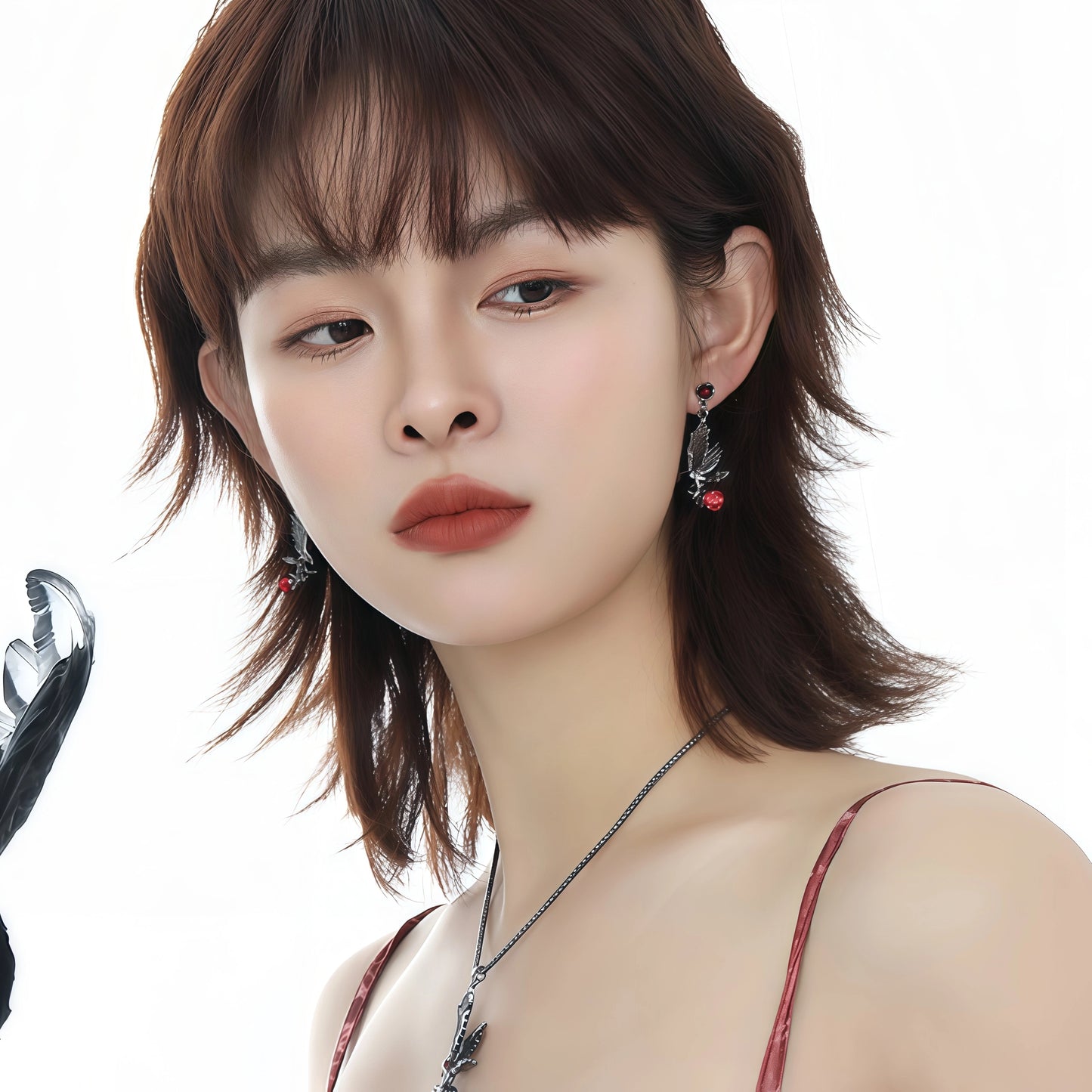 Dark Gothic Raven Rose Stud Earrings