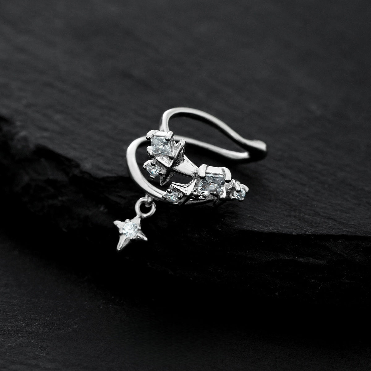 S925 Silver Fancy Star Zircon Ear Cuff(single one)