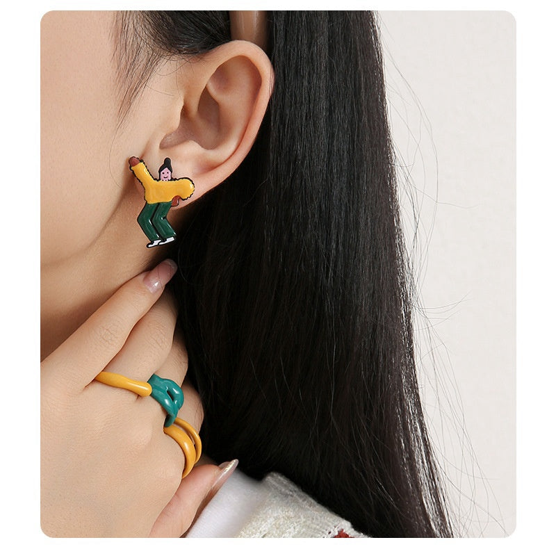 Y2K Niedliche Designer Ohrstecker mit lustigen Leuten