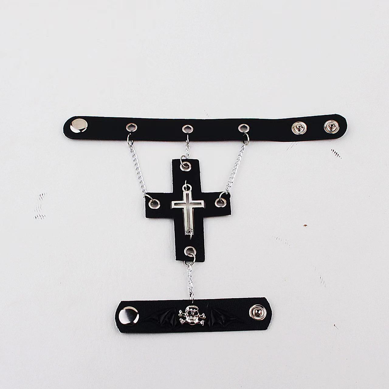 Y2K Gothic Style Punk Girl Black Cross Bracelet