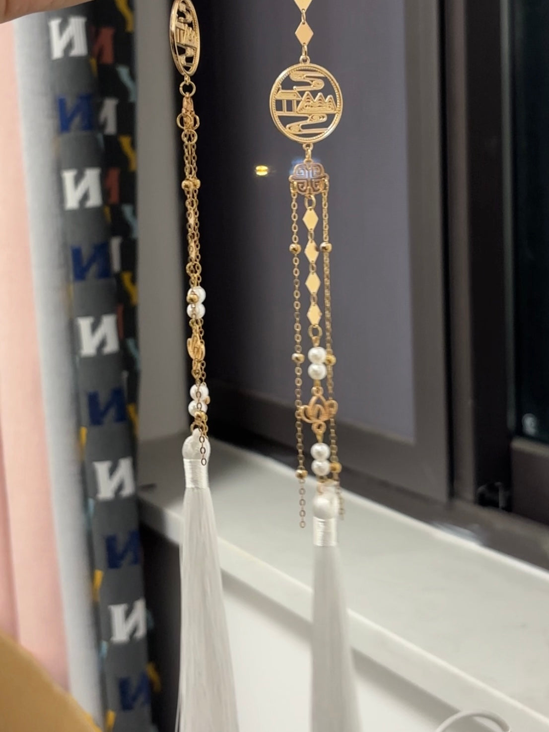 Xie Lian &amp; Hua Cheng – Designer-Ohrmanschette mit langer Quaste und Perlen (ein Paar)