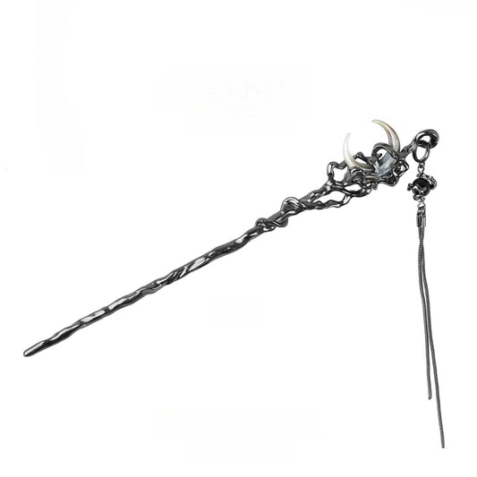 Halbmondförmige Haarnadel mit langer Quaste im chinesischen Stil