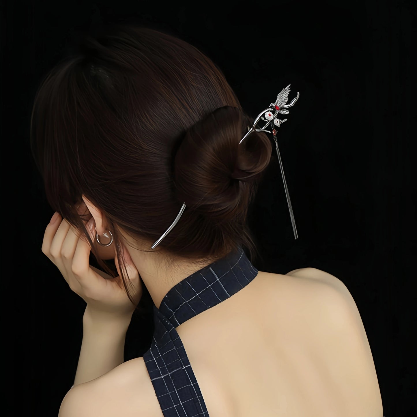 Dark Gothic Raven Hairpin