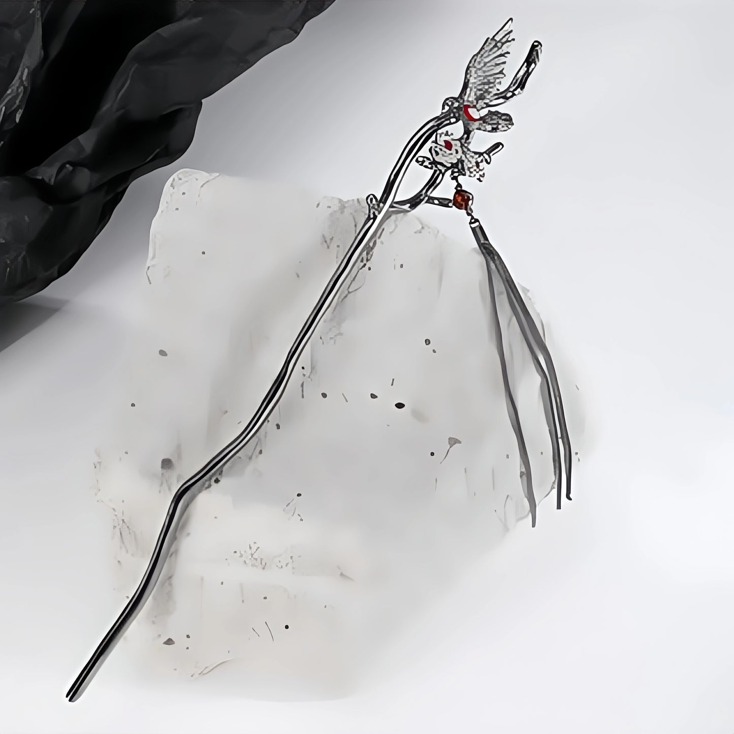 Dark Gothic Raven Hairpin