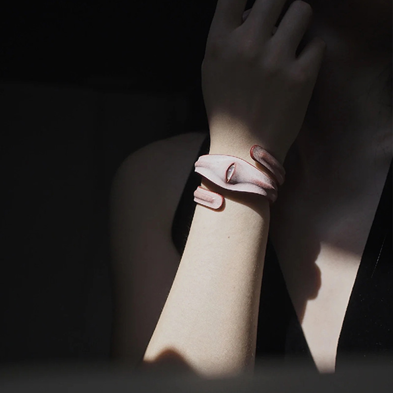 Punk Handgemachtes Rosa Evil Eye Armband Choker