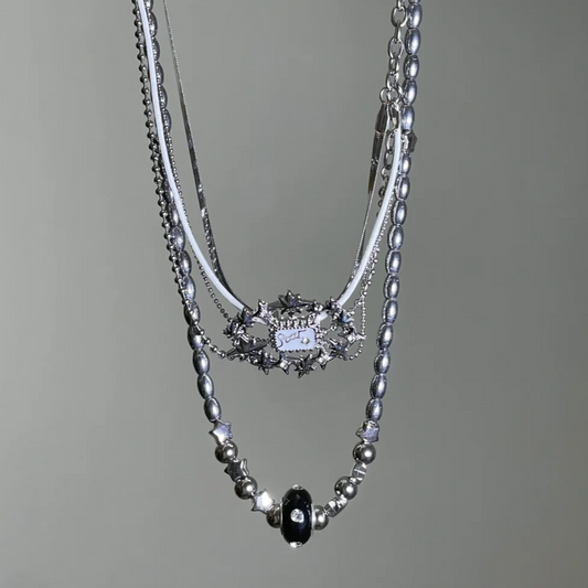 Y2K Sweet Girl Silber Stern Titan Stahl Halsband Halskette