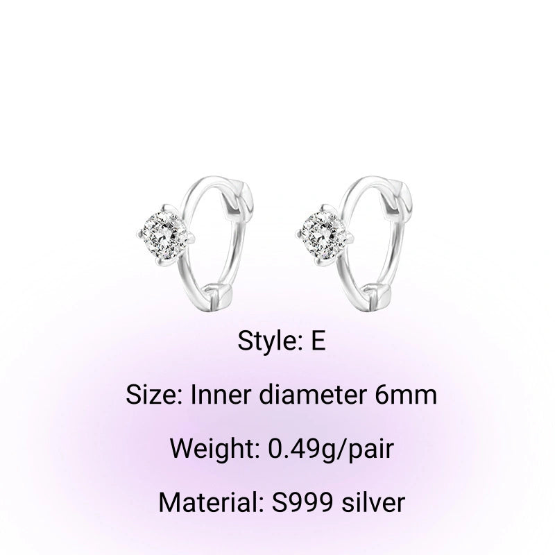 Y2k Style S999 Silver Bow Smile Zircon Earrings