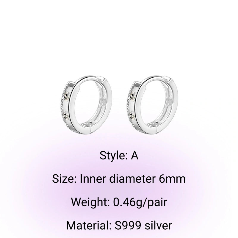 Y2k Style S999 Silver Bow Smile Zircon Earrings