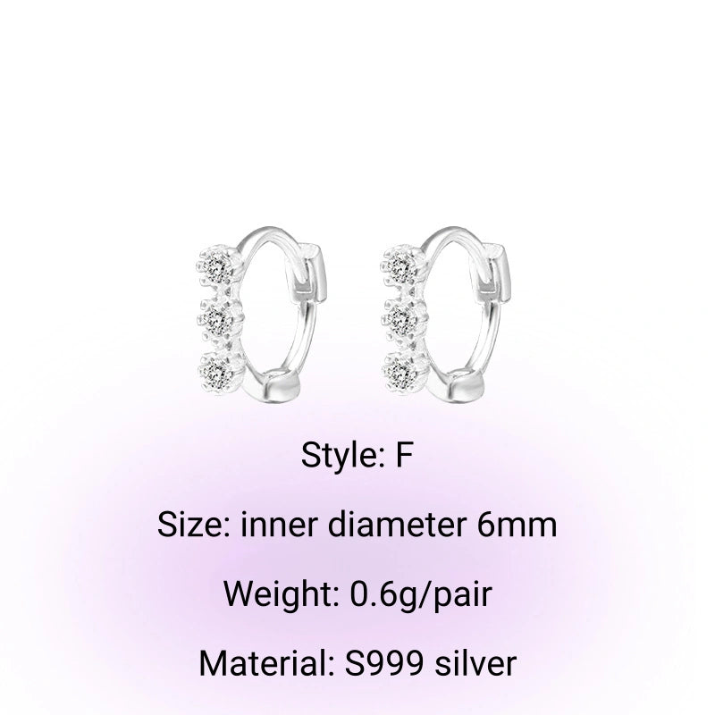 Y2k Style S999 Silver Bow Smile Zircon Earrings