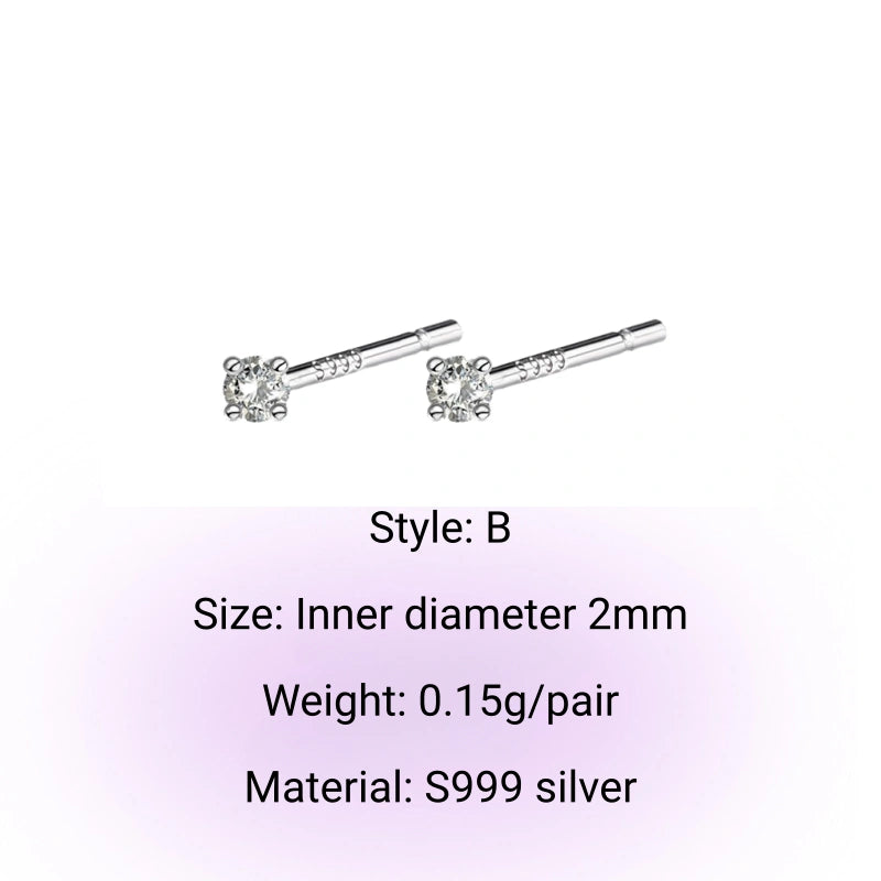 Y2k Style S999 Silver Bow Smile Zircon Earrings