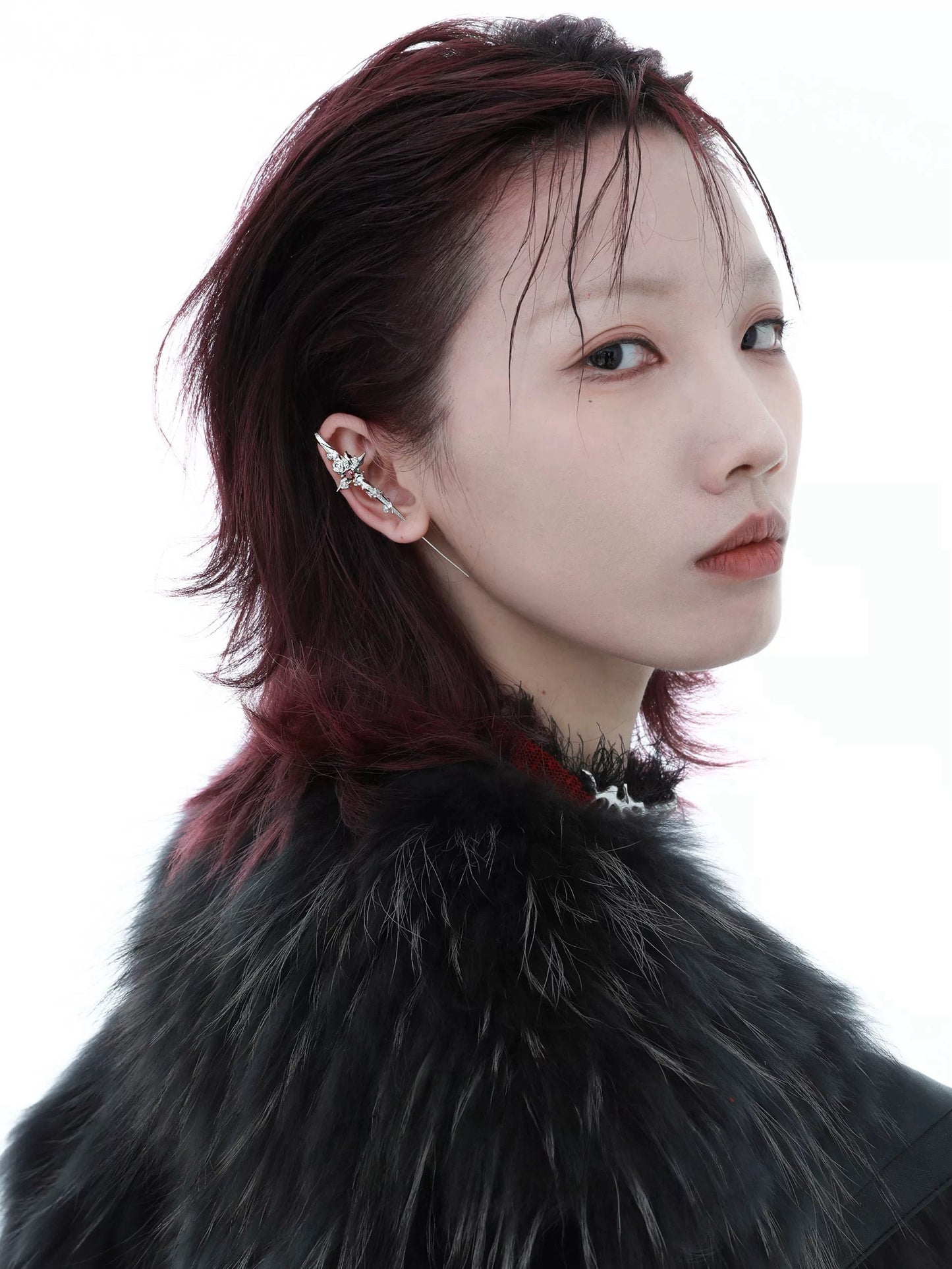 Unisex Goth Thorn Rose Cross Earrings