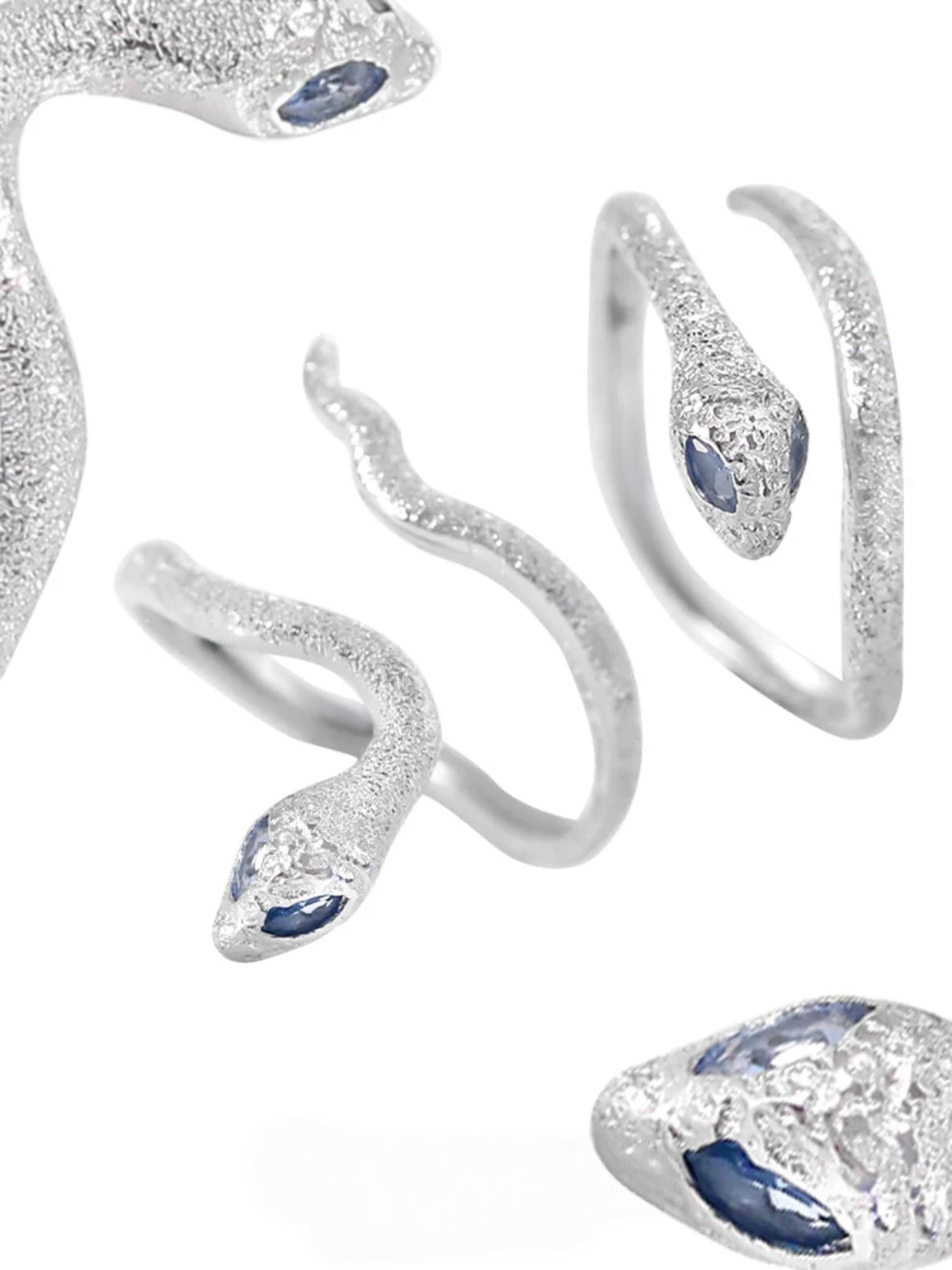 S925 Silver Designer Snake Adjustable Rings