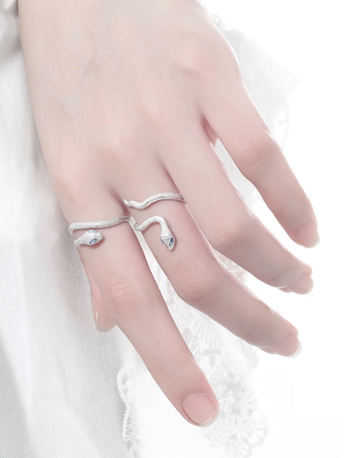 S925 Silver Designer Snake Adjustable Rings