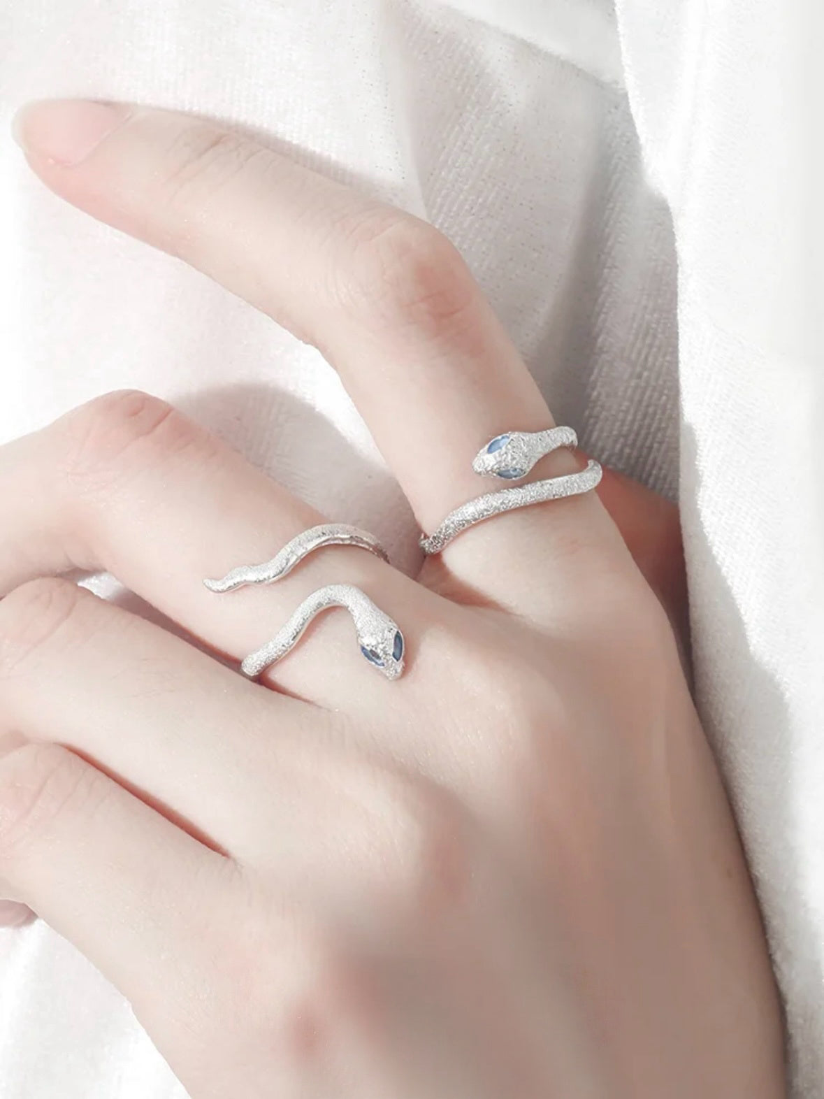 S925 Silver Designer Snake Adjustable Rings