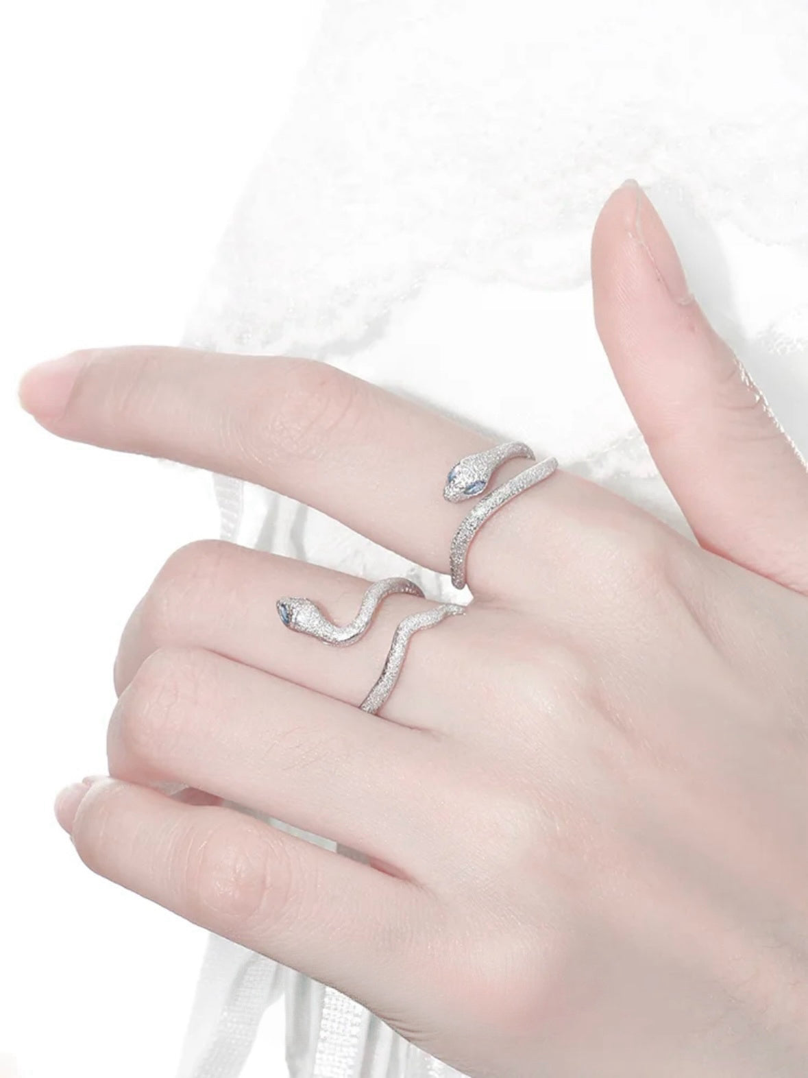 S925 Silver Designer Snake Adjustable Rings