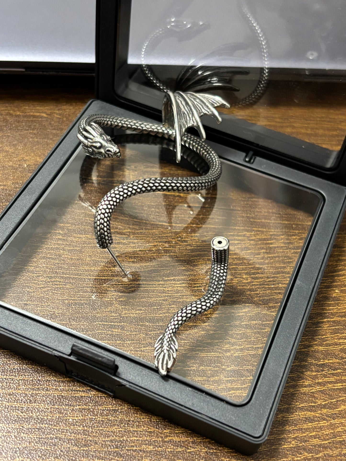 Unisex Punk Stainless Steel Dragon Twining Earring