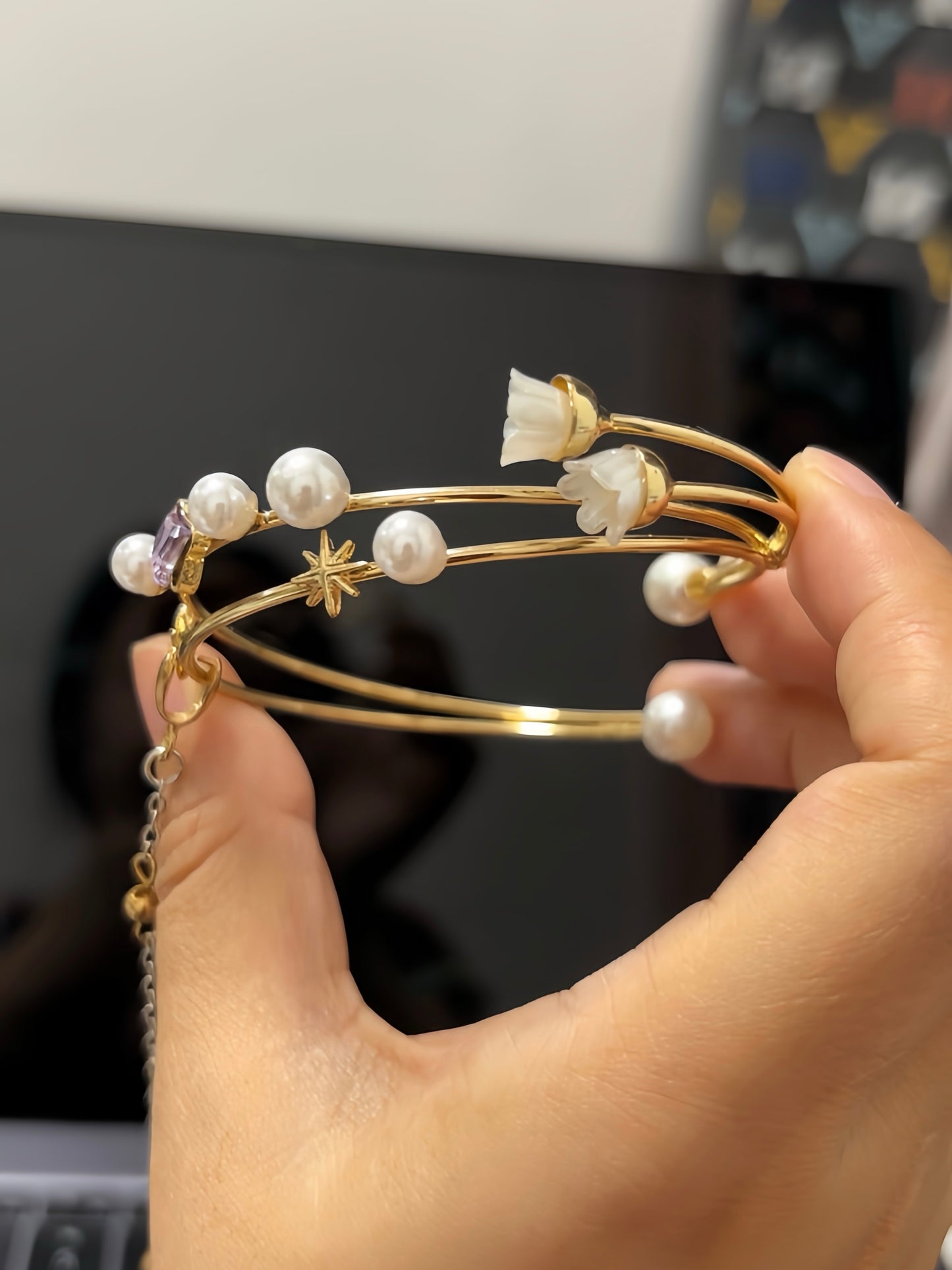 Robin Inspired Bellflower Bracelet and Ring One Piece