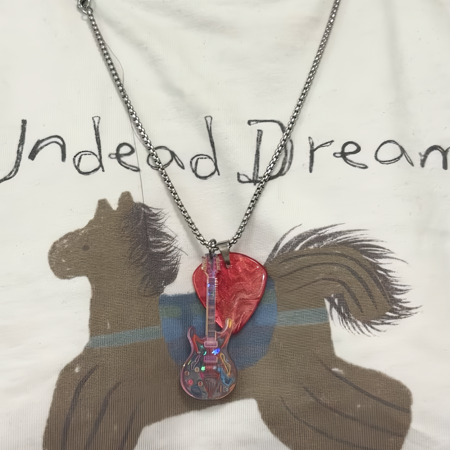 Pink Guitar Pick Necklaces