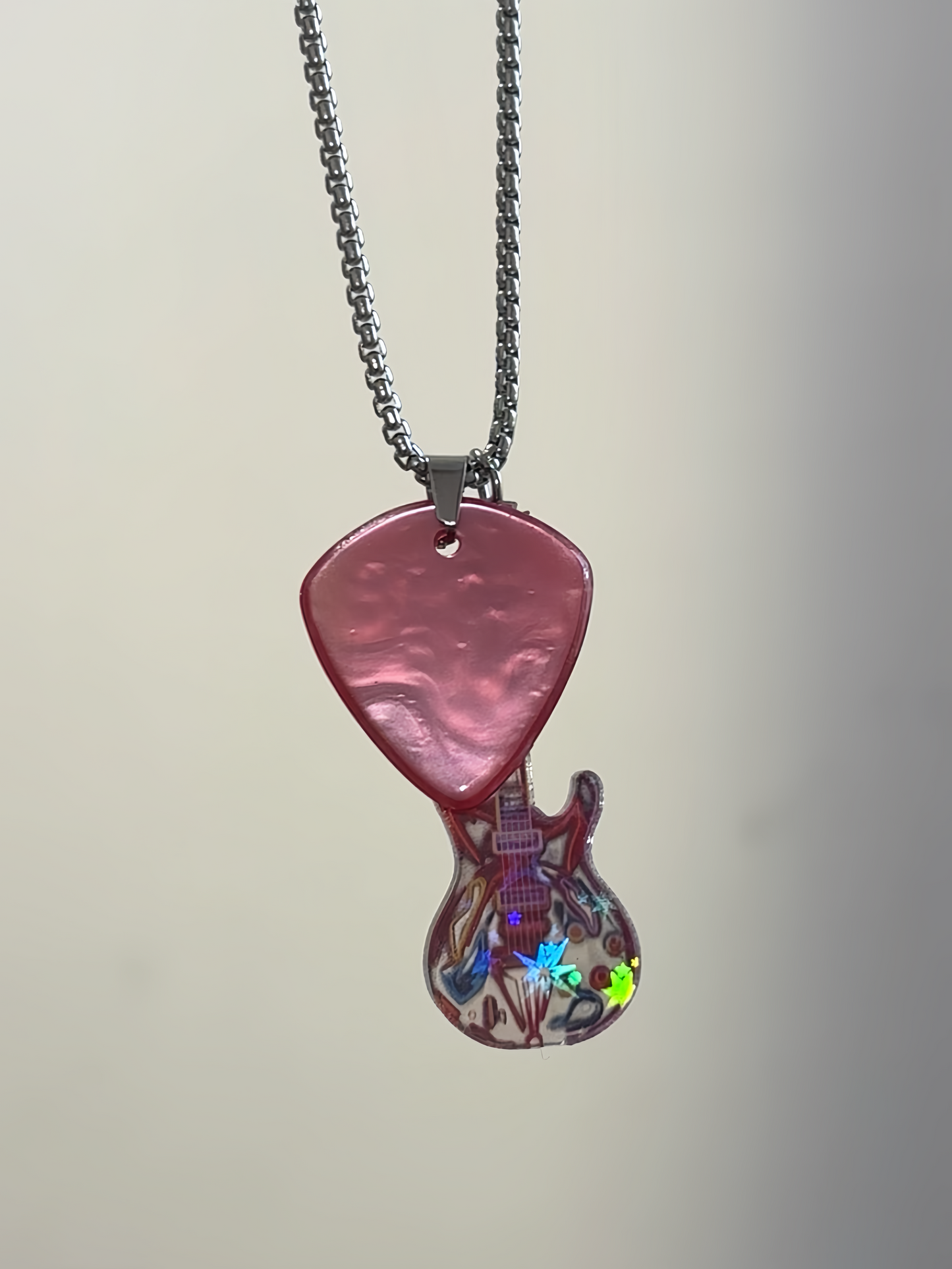 Pink Guitar Pick Necklaces