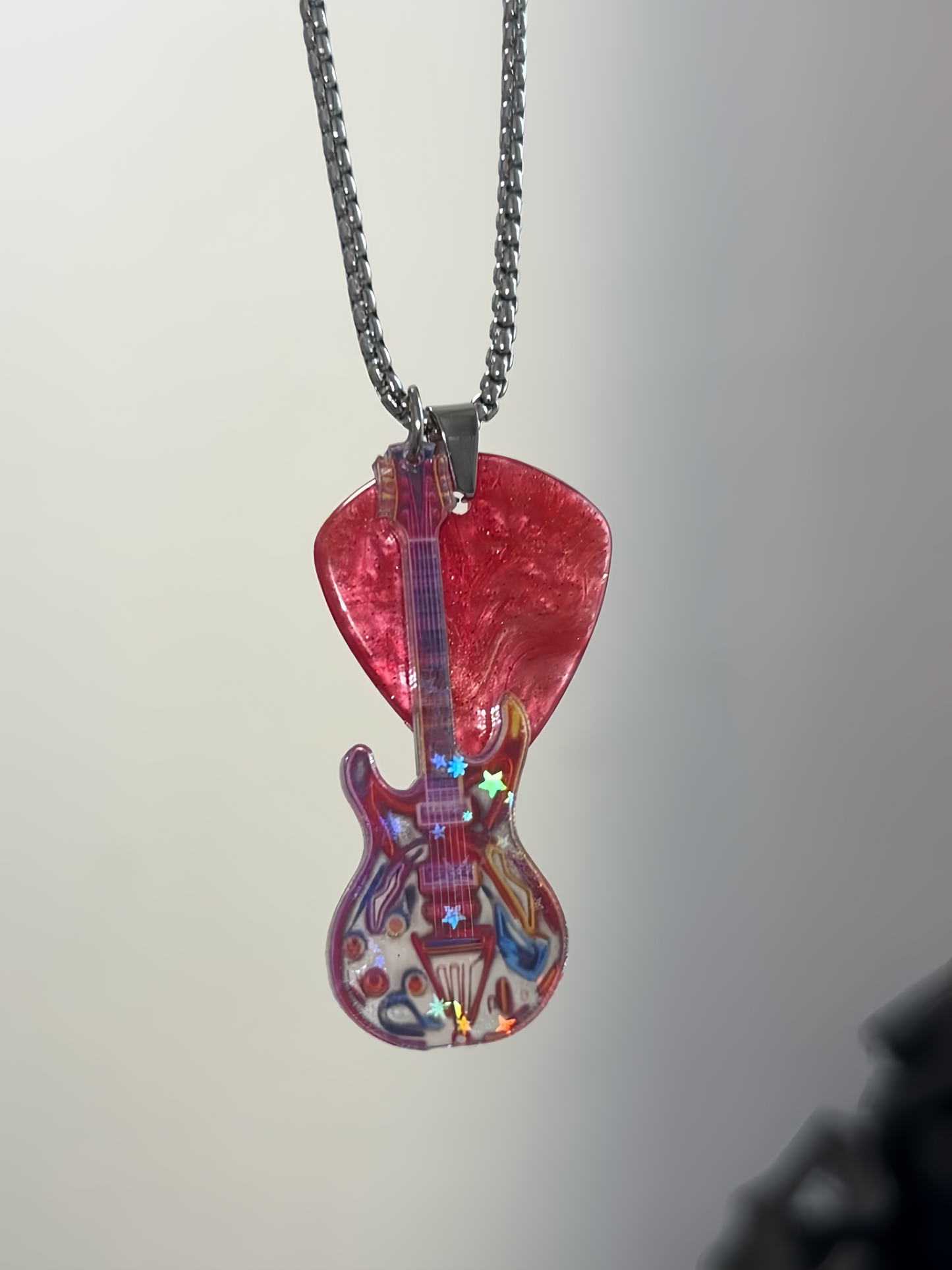 Pink Guitar Pick Necklaces