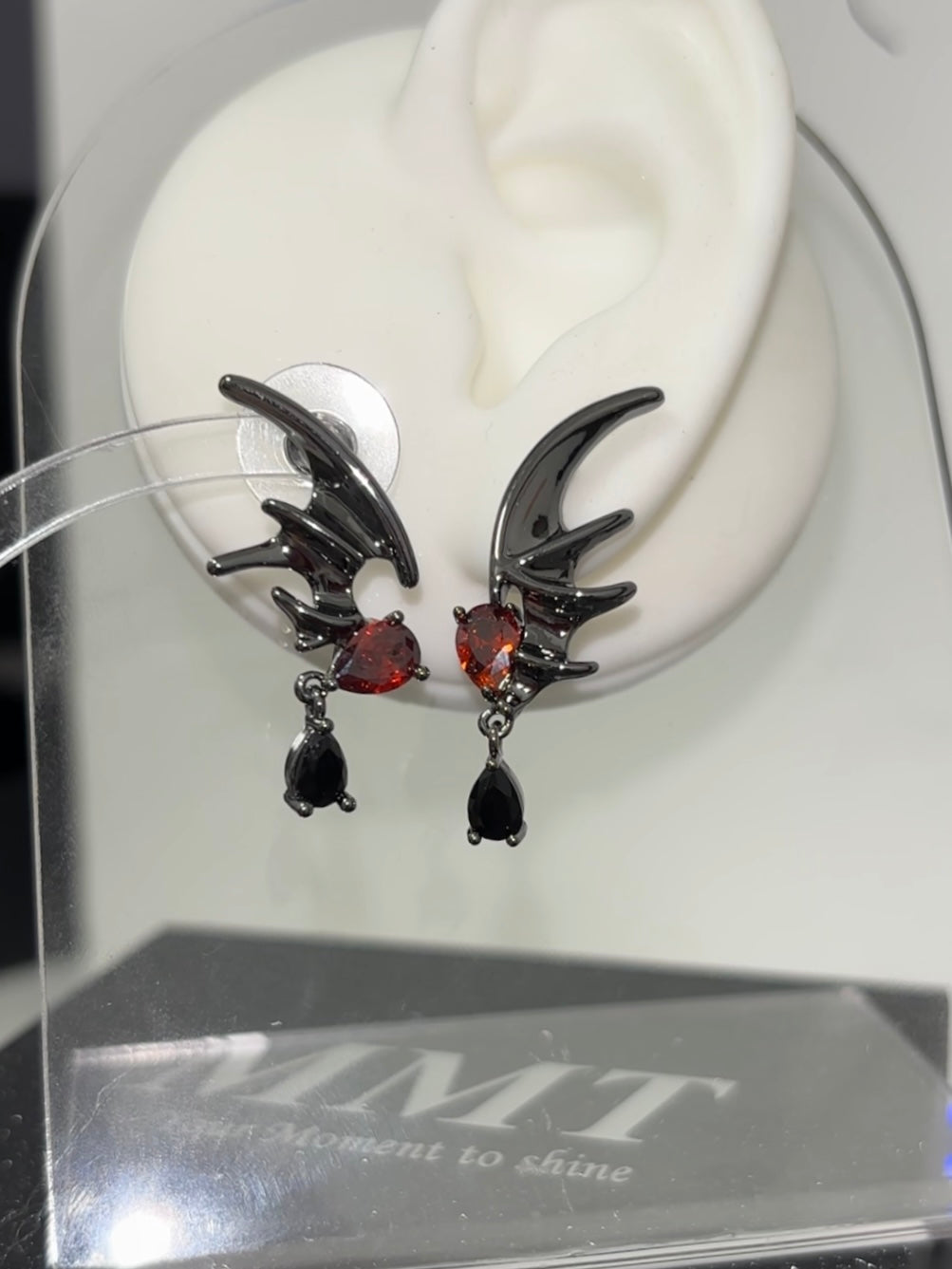 Gothic Black Flying Bat Stud Earrings