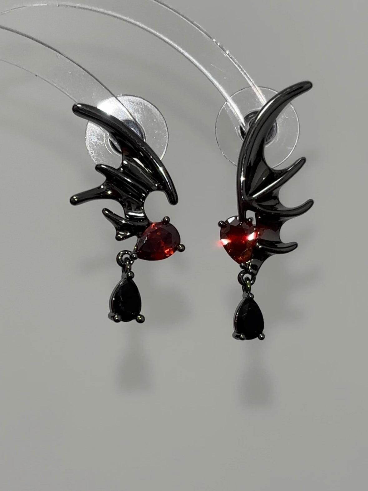 Gothic Black Flying Bat Stud Earrings