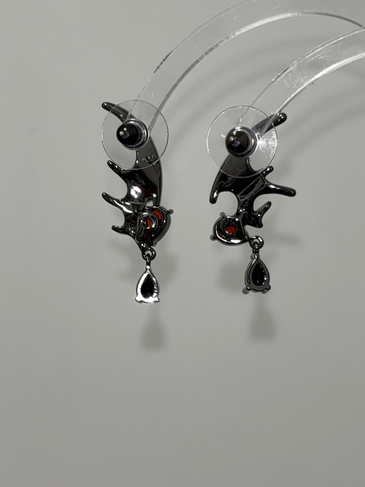 Gothic Black Flying Bat Stud Earrings