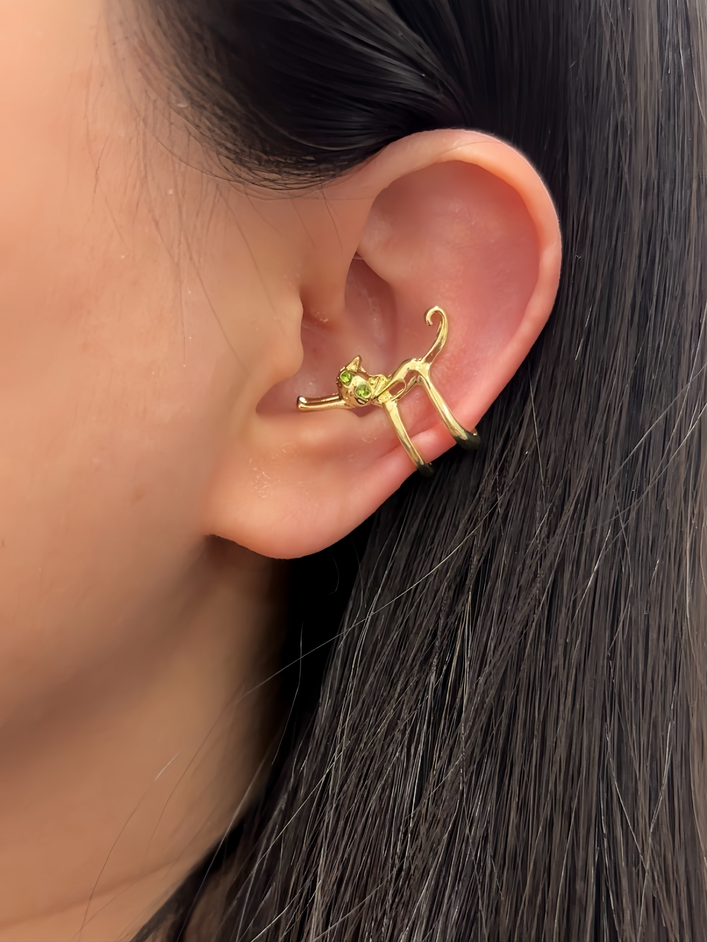 Designer Cat Stretching Ear Cuff