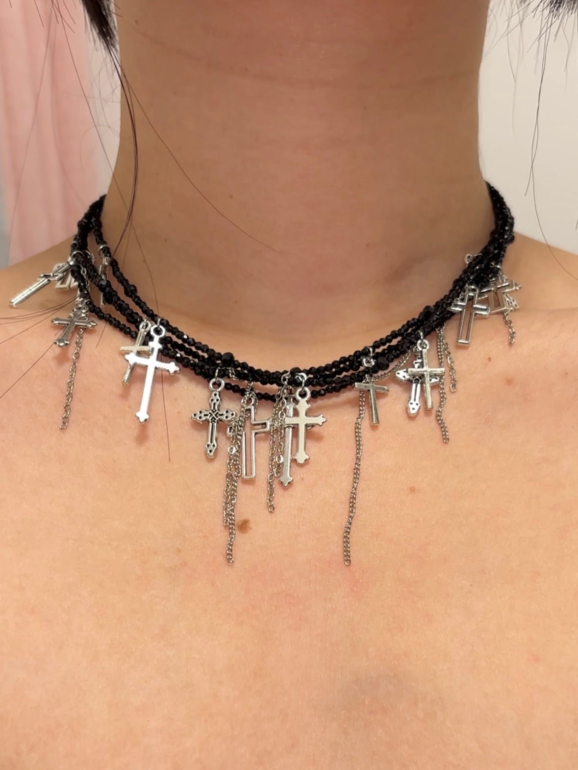 Gothic Armband Rotes Kreuz Choker Halskette &amp; Armband