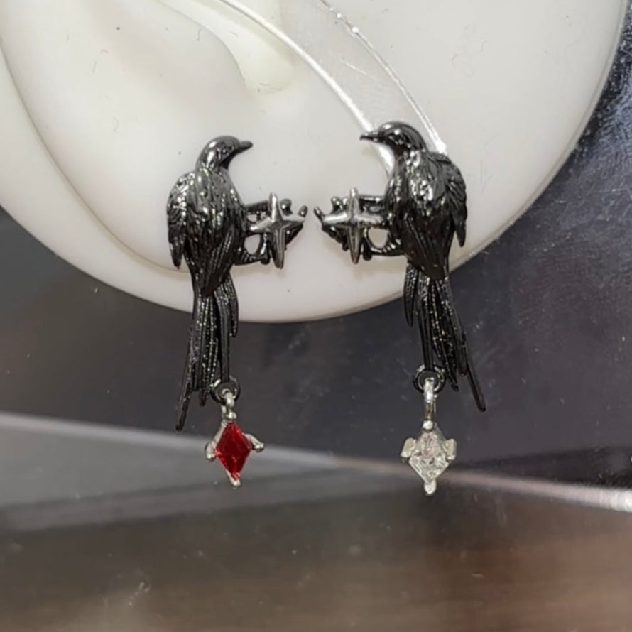 Goth Vampire Raven King Earring