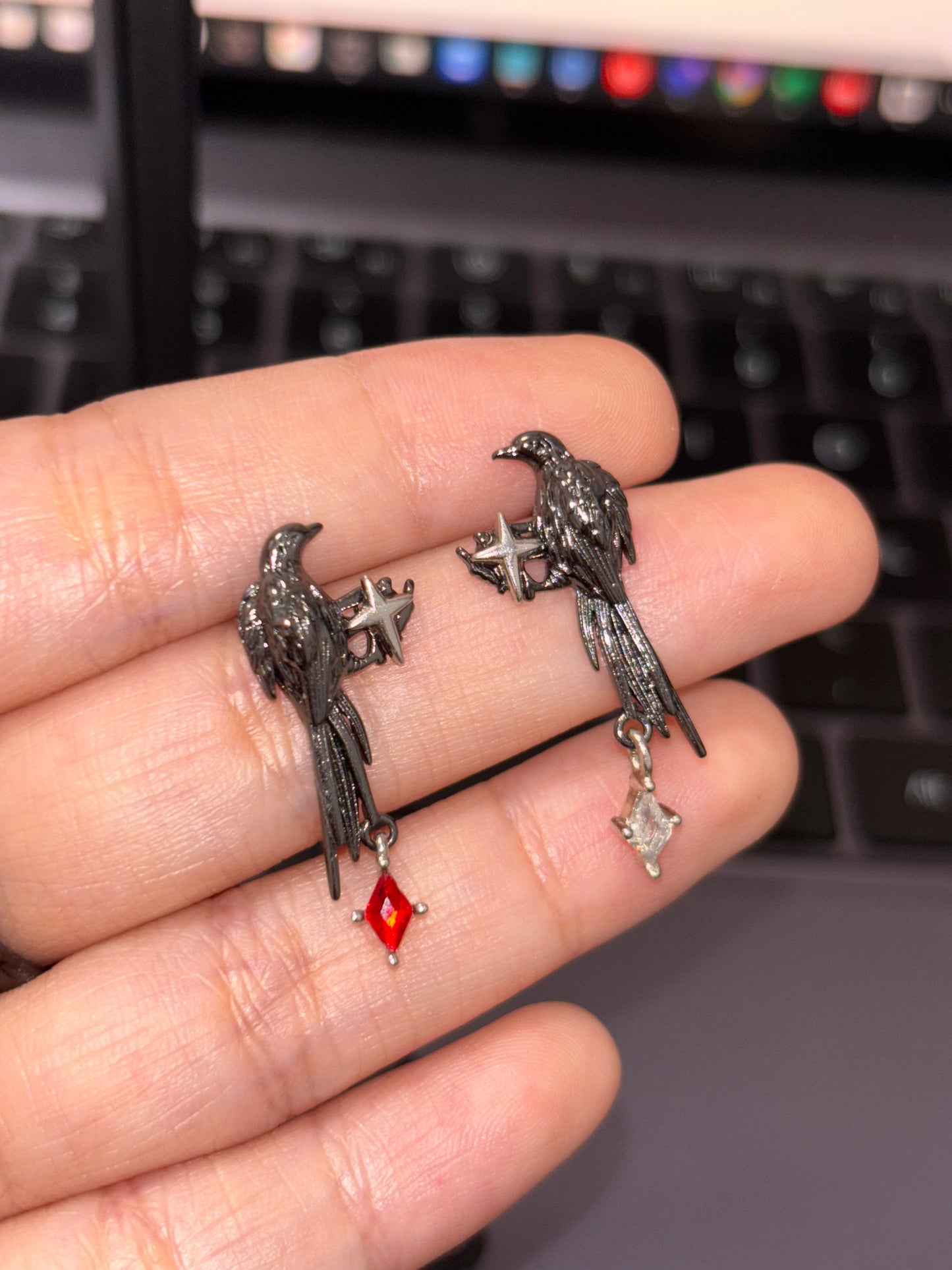 Goth Vampire Raven King Earring