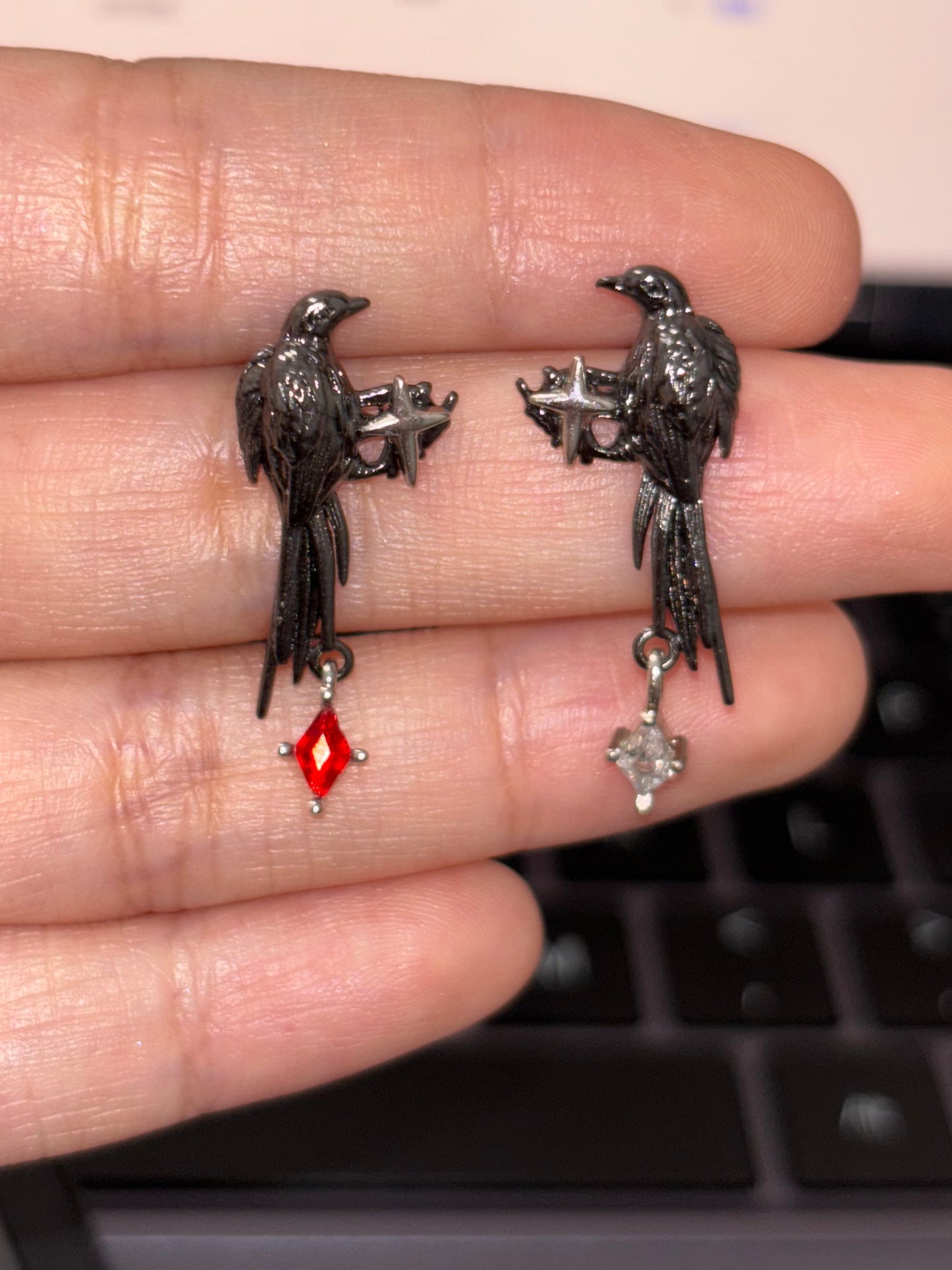 Goth Vampire Raven King Earring