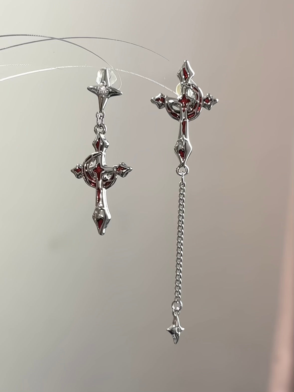 Goth Blood Moon & Star Stud Earrings for Arlecchino Genshin