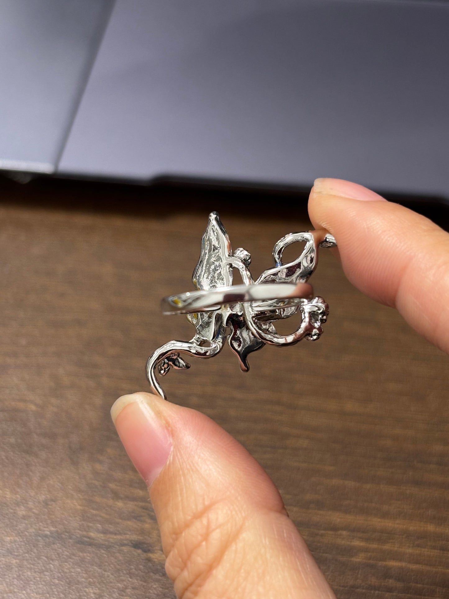 Y2K Designer Blue Snake & Butterfly Adjustable Ring