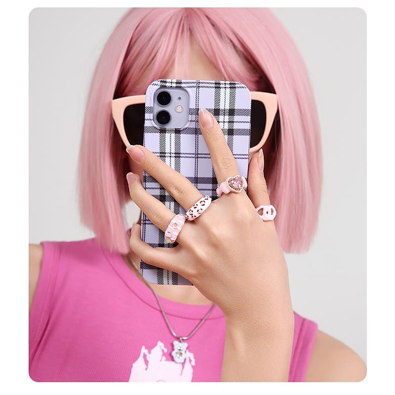 Y2k Mädchen Süßer Rosa Herz Zirkon Ring