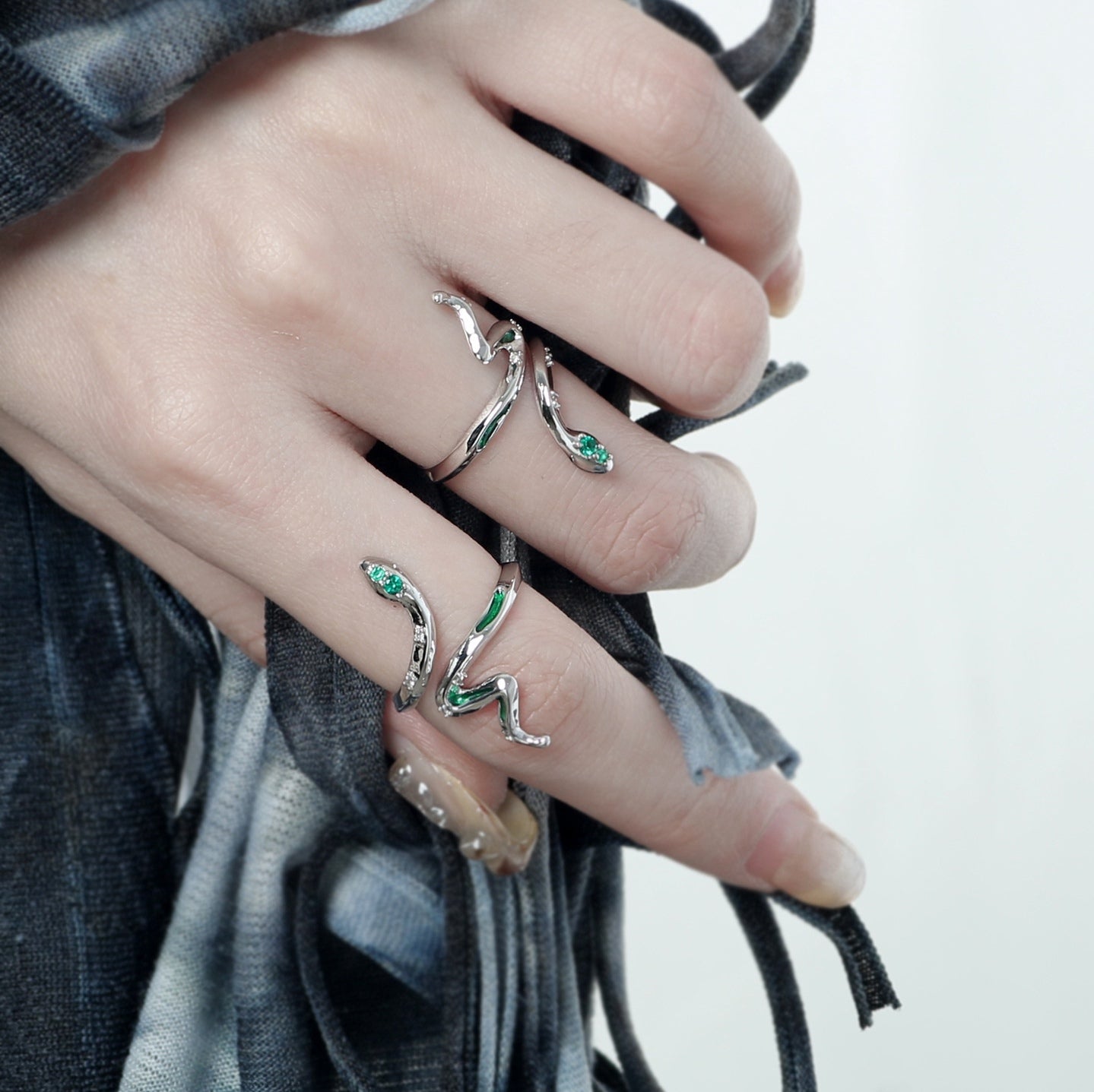 Grüner Slytherin-Unisex-Schlangen-Strassring