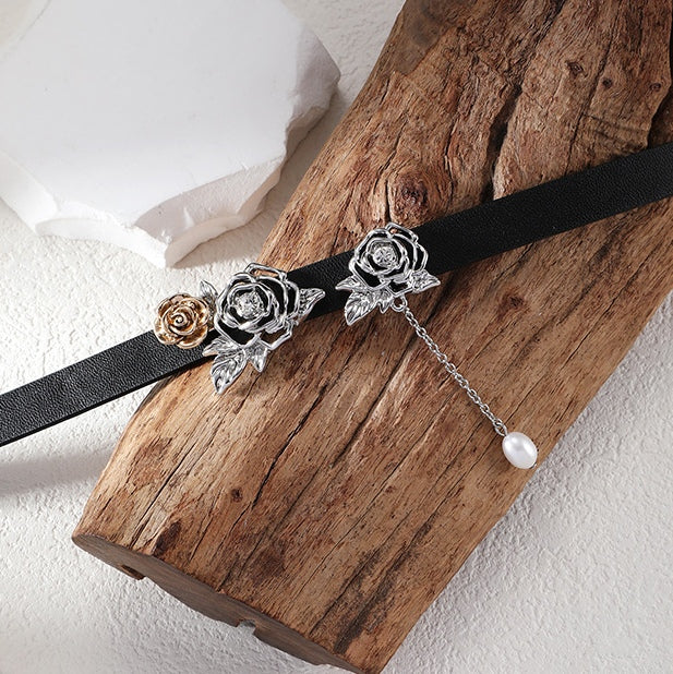 Designer Mädchen Vintage Metall Gold Rose Perle Halsband