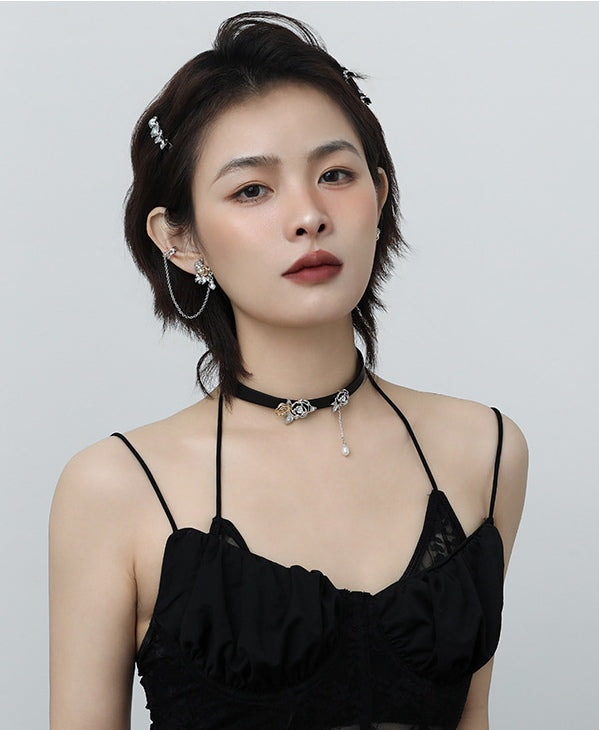 Designer Mädchen Vintage Metall Gold Rose Perle Halsband