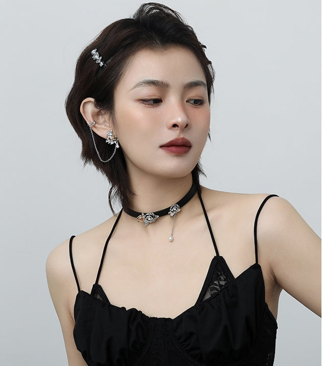 Designer Mädchen Vintage Metall Gold Rose Perle Halsband