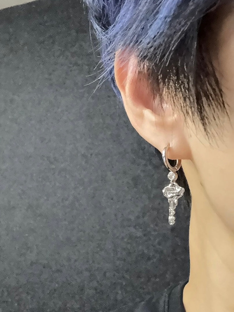 Designer Personal Note Key Hoop Earrings