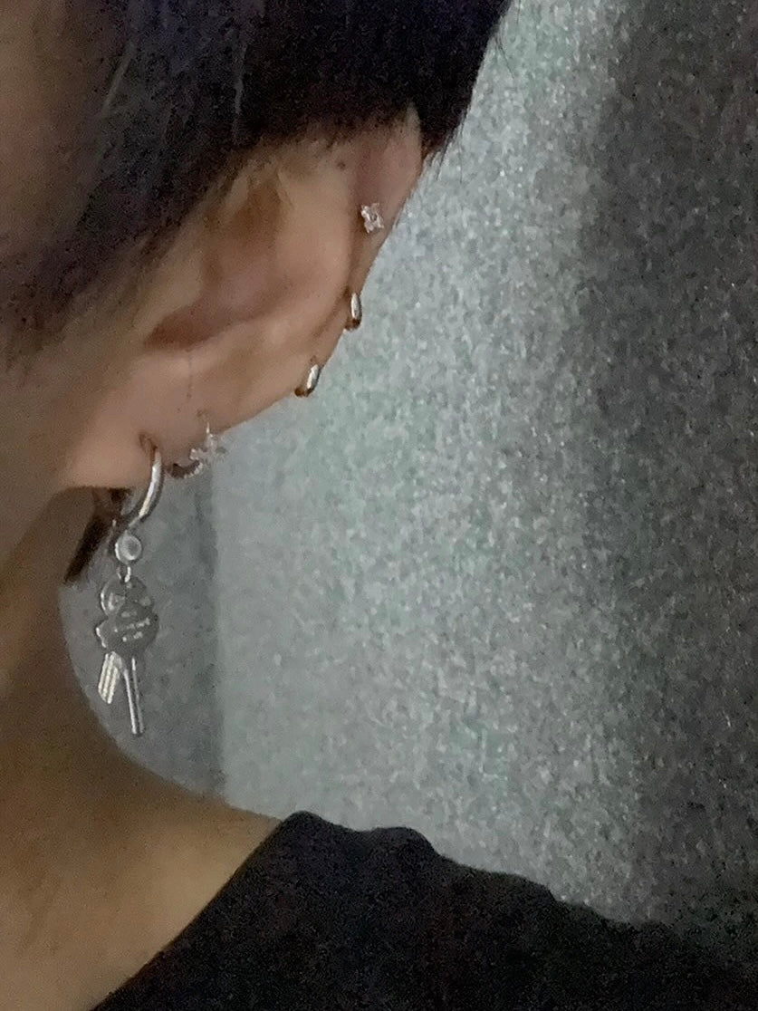 Designer Personal Note Key Hoop Earrings