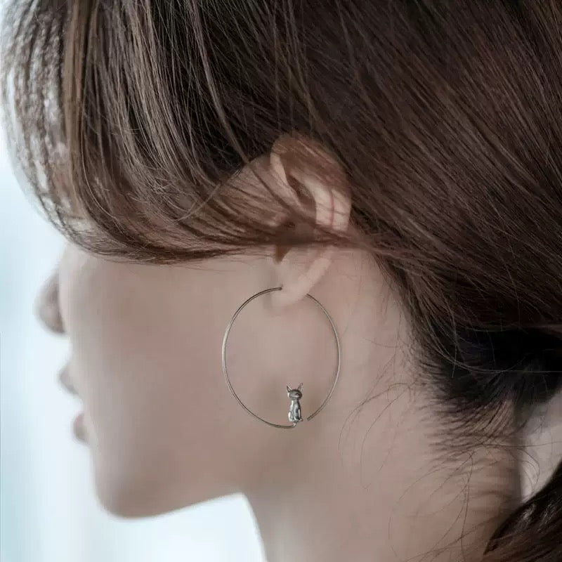 Designer Large Hoop Cat Earrings
