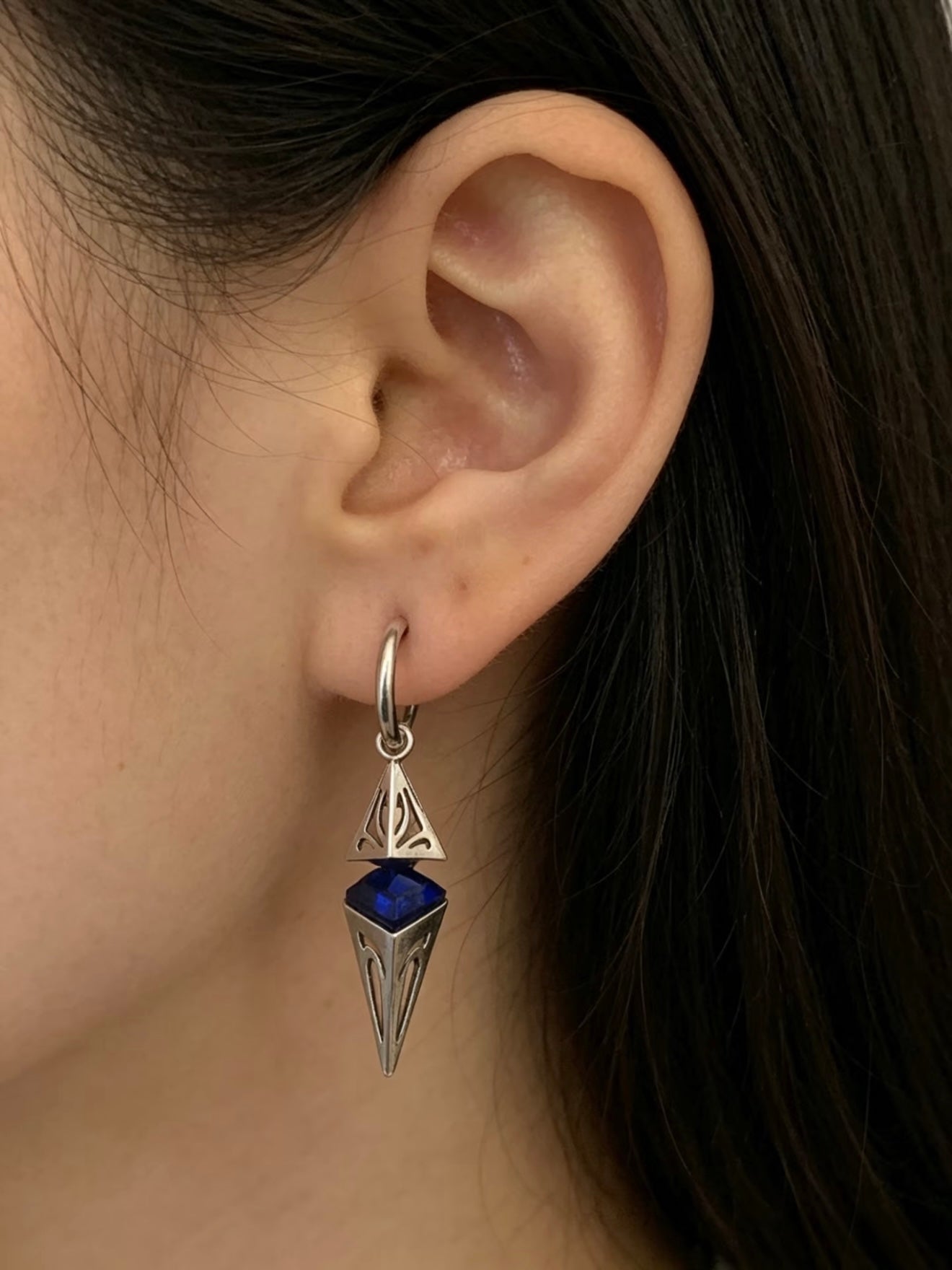 Dark Goth Triangular Geometry Shalom Earrings
