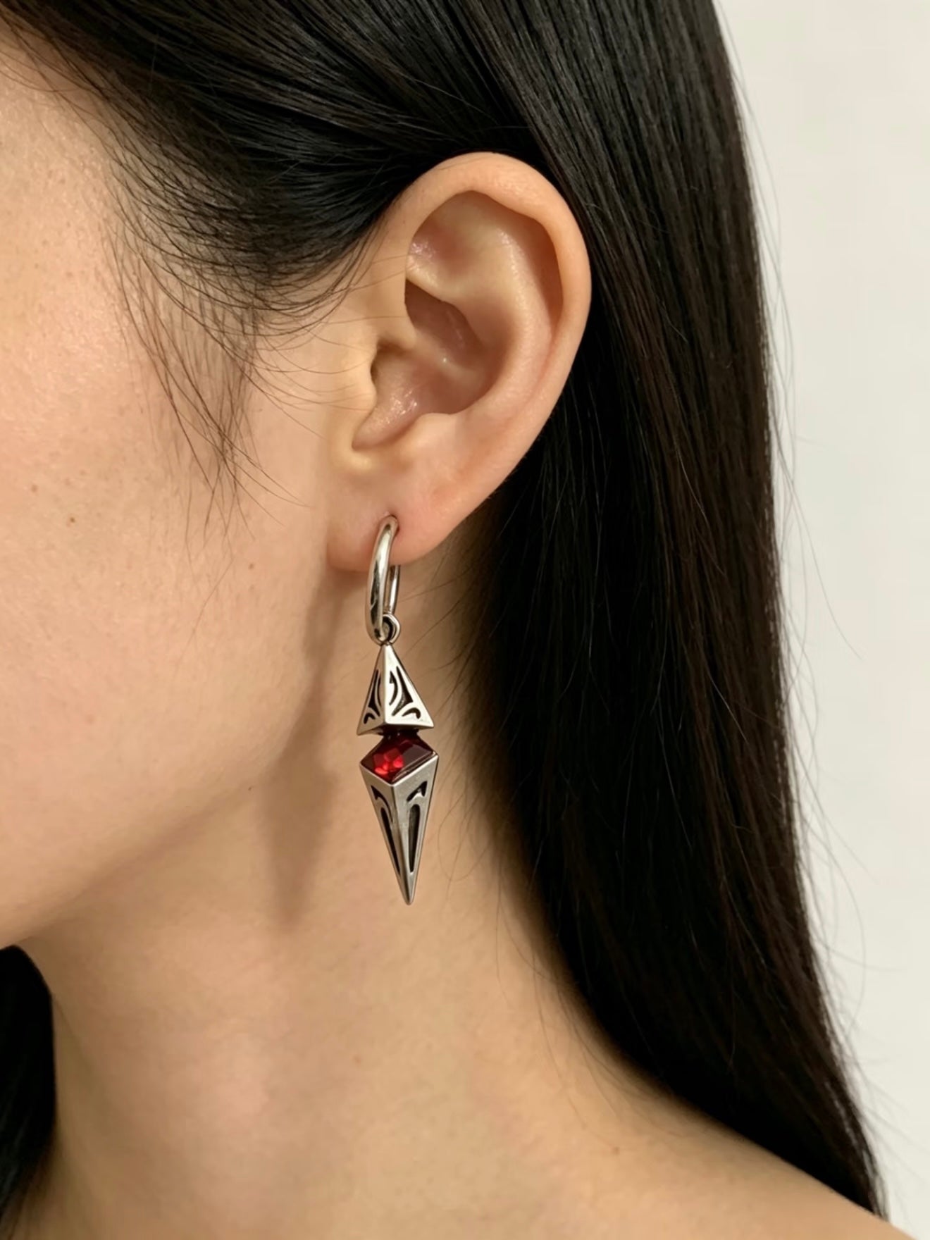 Dark Goth Triangular Geometry Shalom Earrings